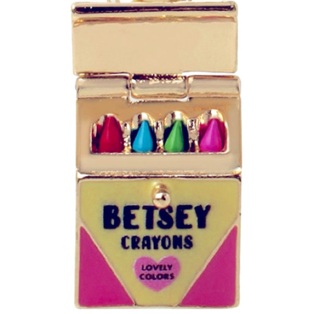 New Betsey Johnson Vibrant Crayon Box keychain - Picture 1 of 12